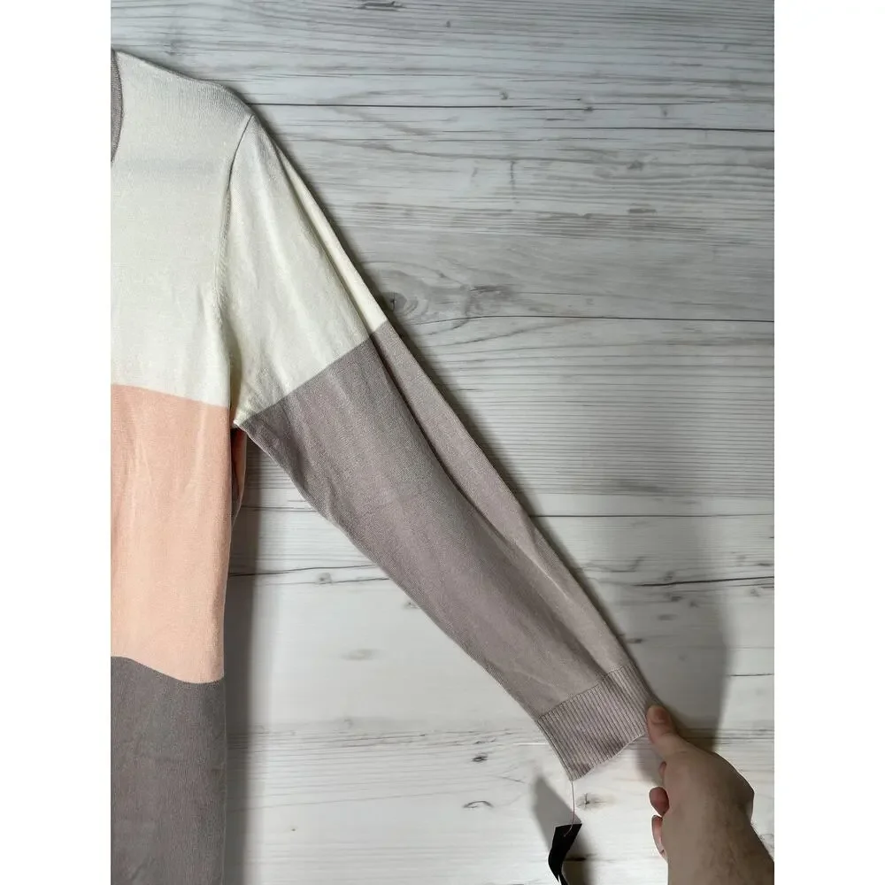 Conrad C Sweater Womens XL Pastel Colorblock Tunic Long‎ Sleeve Rayon Nylon Knit